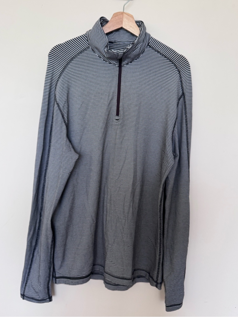 Lululemon Men’s Striped Quarter-Zip Pullover - Black & White